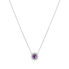 1.18cts Purple Sapphire and Diamond Cluster Pendant