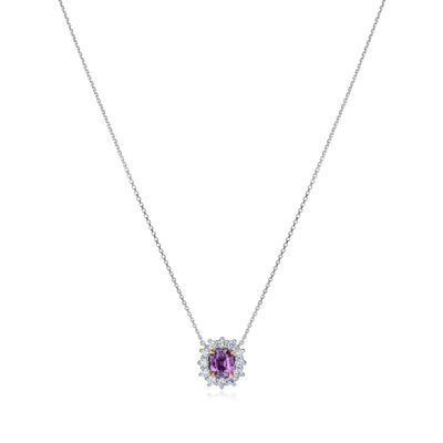 1.18cts Purple Sapphire and Diamond Cluster Pendant