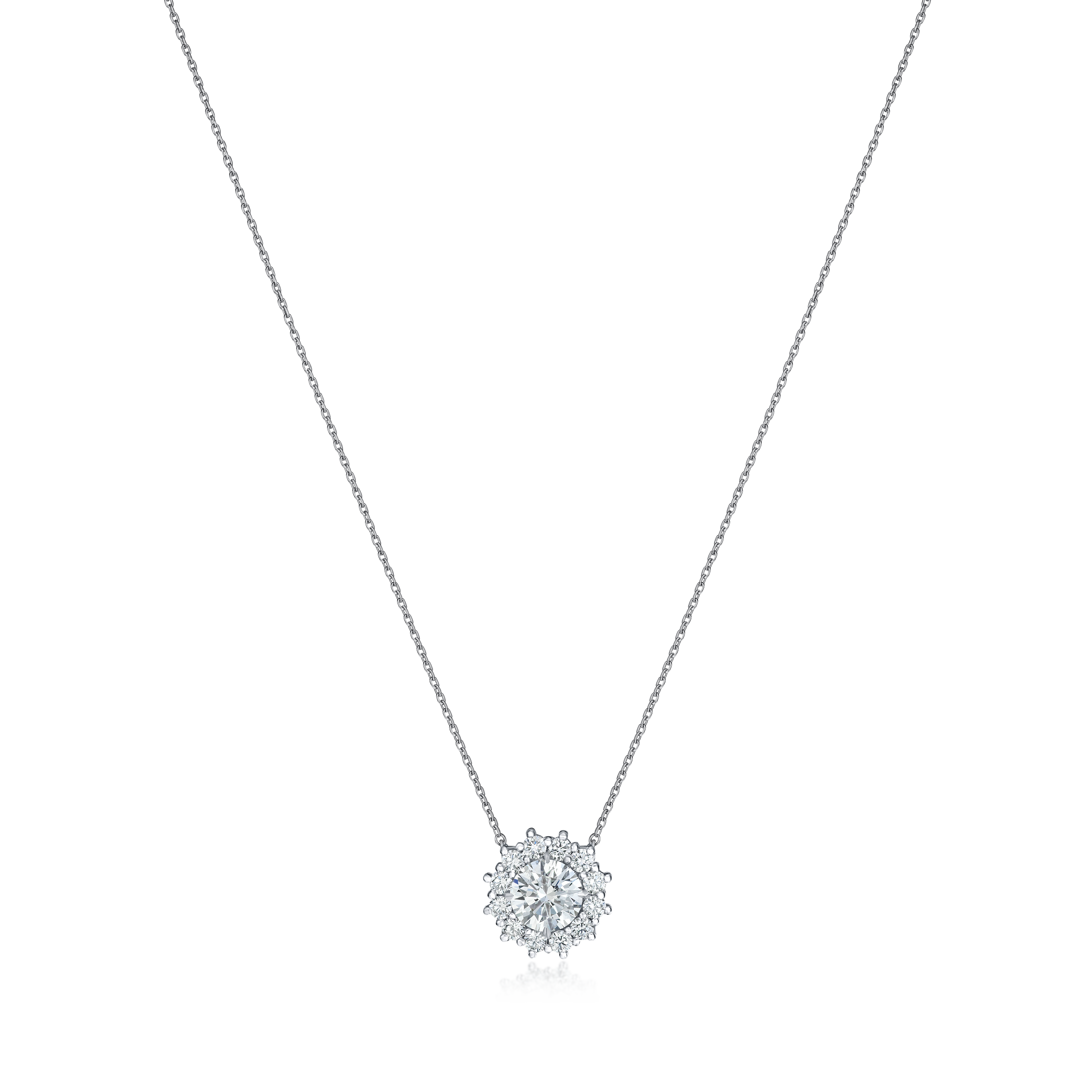 1.00ct Round Brilliant Cut Diamond Set Cluster Pendant