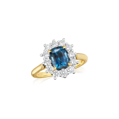 1.98cts Cushion Sapphire and Diamond Cluster Ring