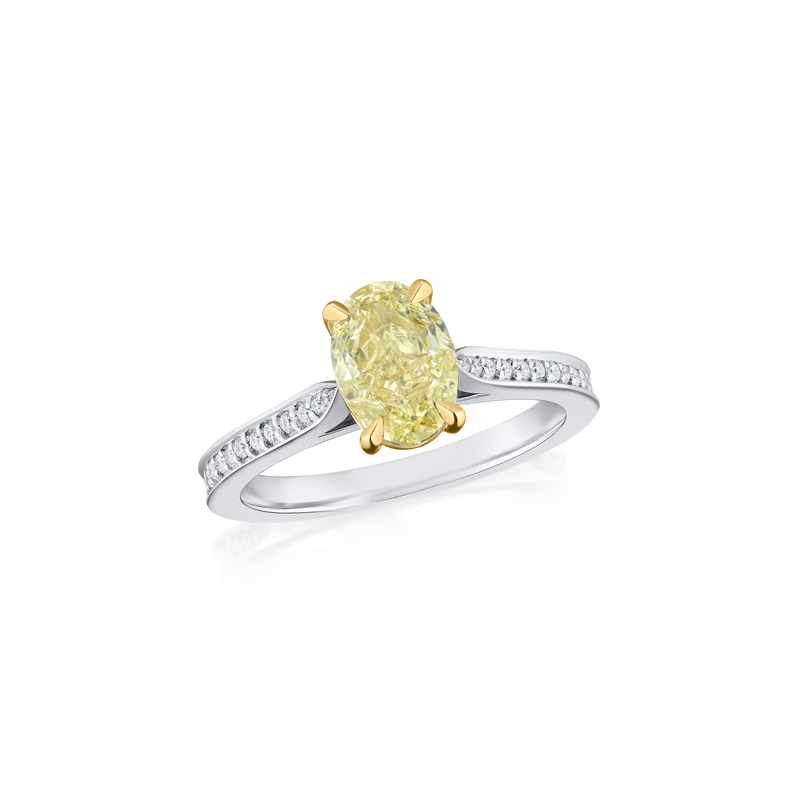 1.59cts Oval Cut Natural Fancy Light Yellow Diamond Ring