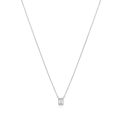 0.34ct Platinum Emerald Cut Diamond Set Pendant