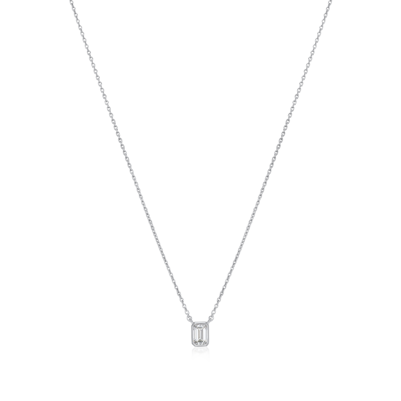 0.34ct Platinum Emerald Cut Diamond Set Pendant