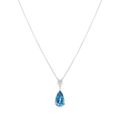 2.88cts Platinum Pear Shape Aquamarine and Pear Cut Diamond Pendant