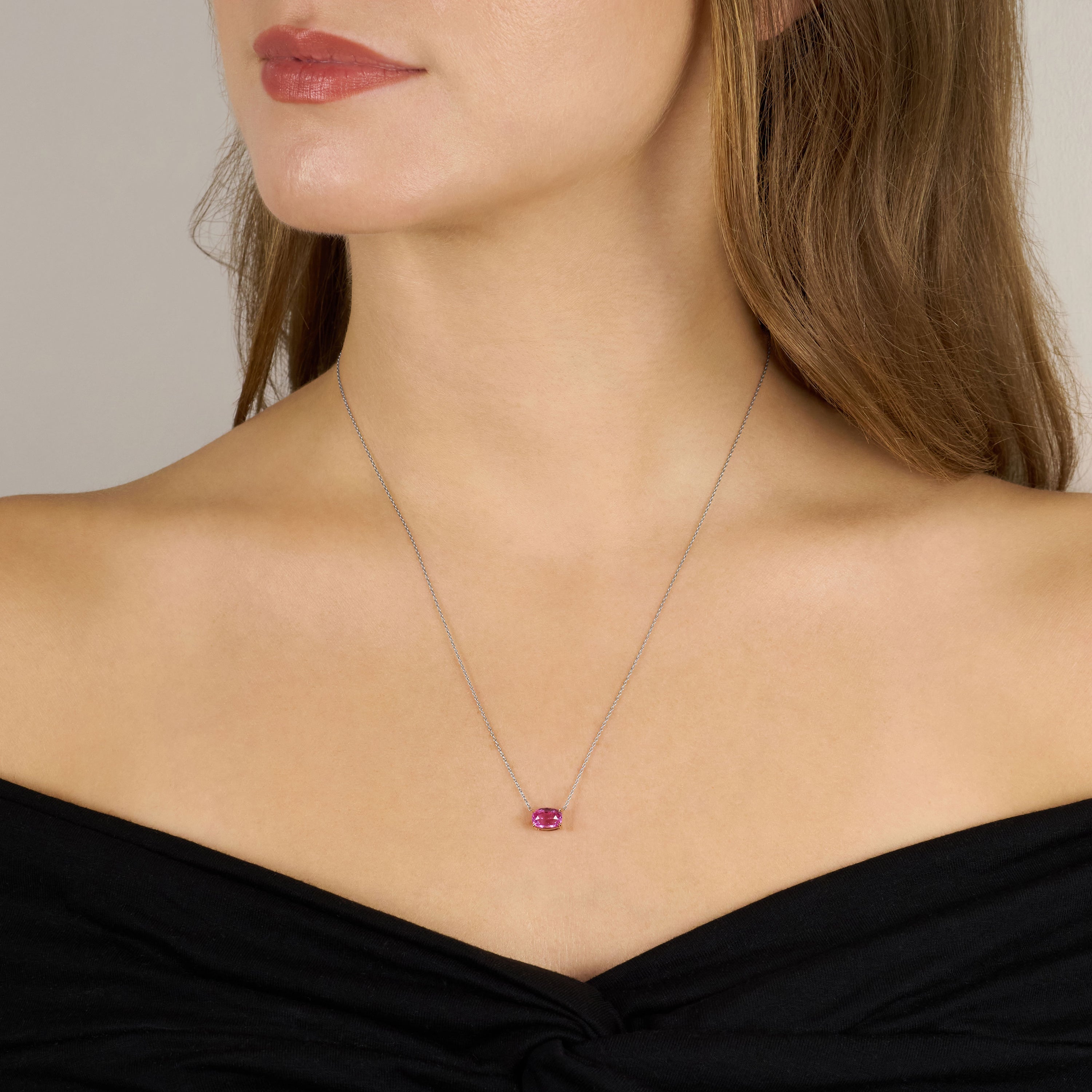 1.70cts Pink Sapphire Cushion Pendant