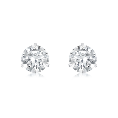 Platinum Martini Set Round Brilliant Cut Diamond Stud Earrings 1.21cts (total)