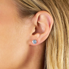 Round Aquamarine Superfine Stud Earrings 2.19cts (total)