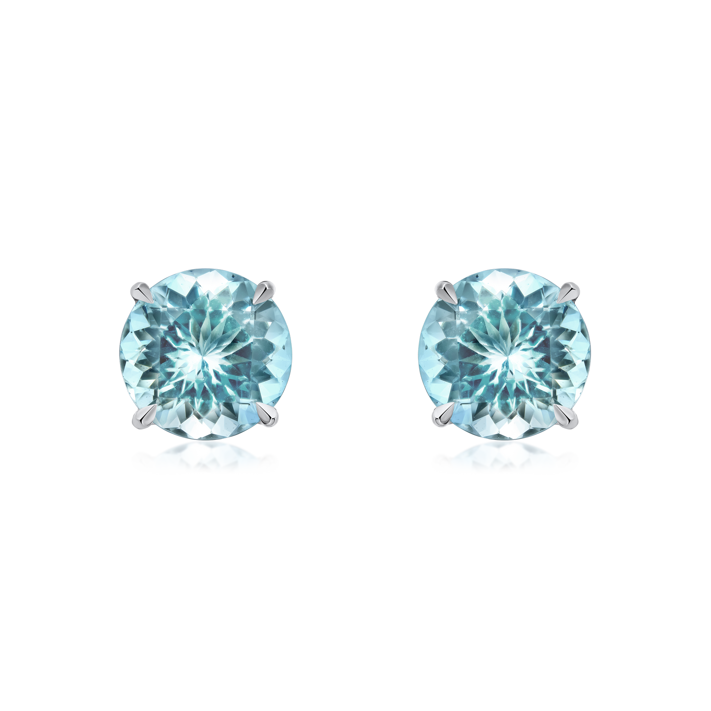 Round Aquamarine Superfine Stud Earrings 2.19cts (total)