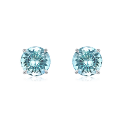 Round Aquamarine Superfine Stud Earrings 2.19cts (total)