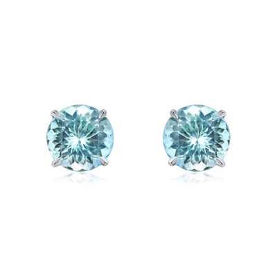 Round Aquamarine Superfine Stud Earrings 2.19cts (total)