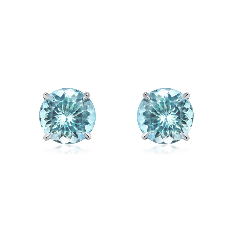 Round Aquamarine Superfine Stud Earrings 2.19cts (total)