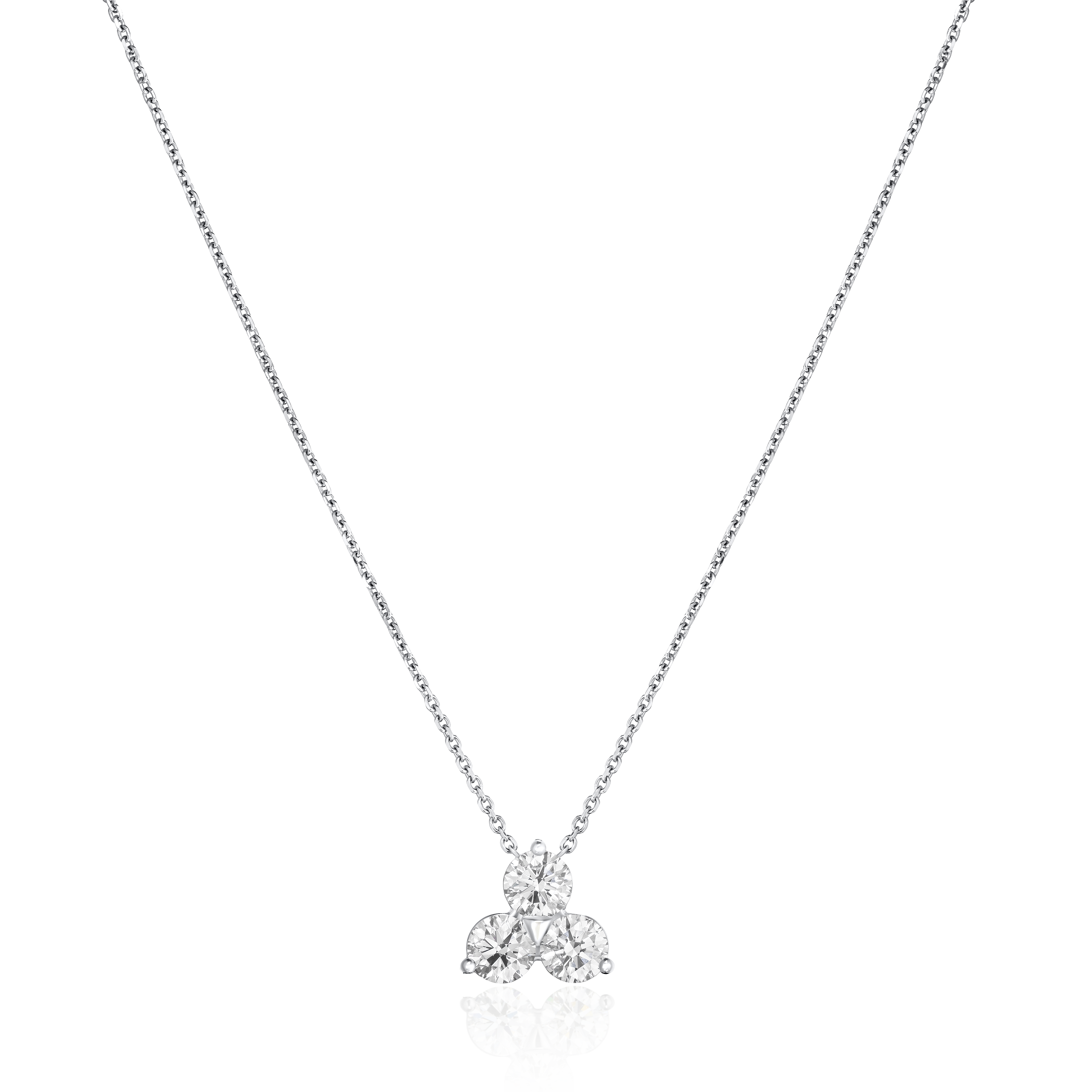 2.25cts Platinum Round Brilliant Cut Diamond Set Trefoil Pendant