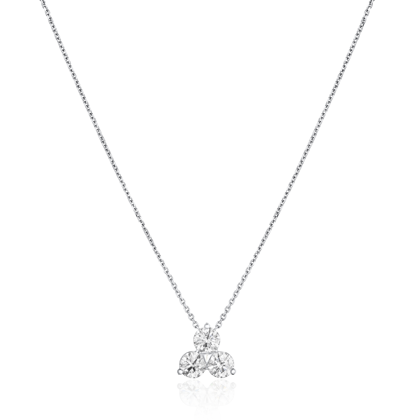 2.25cts Platinum Round Brilliant Cut Diamond Set Trefoil Pendant