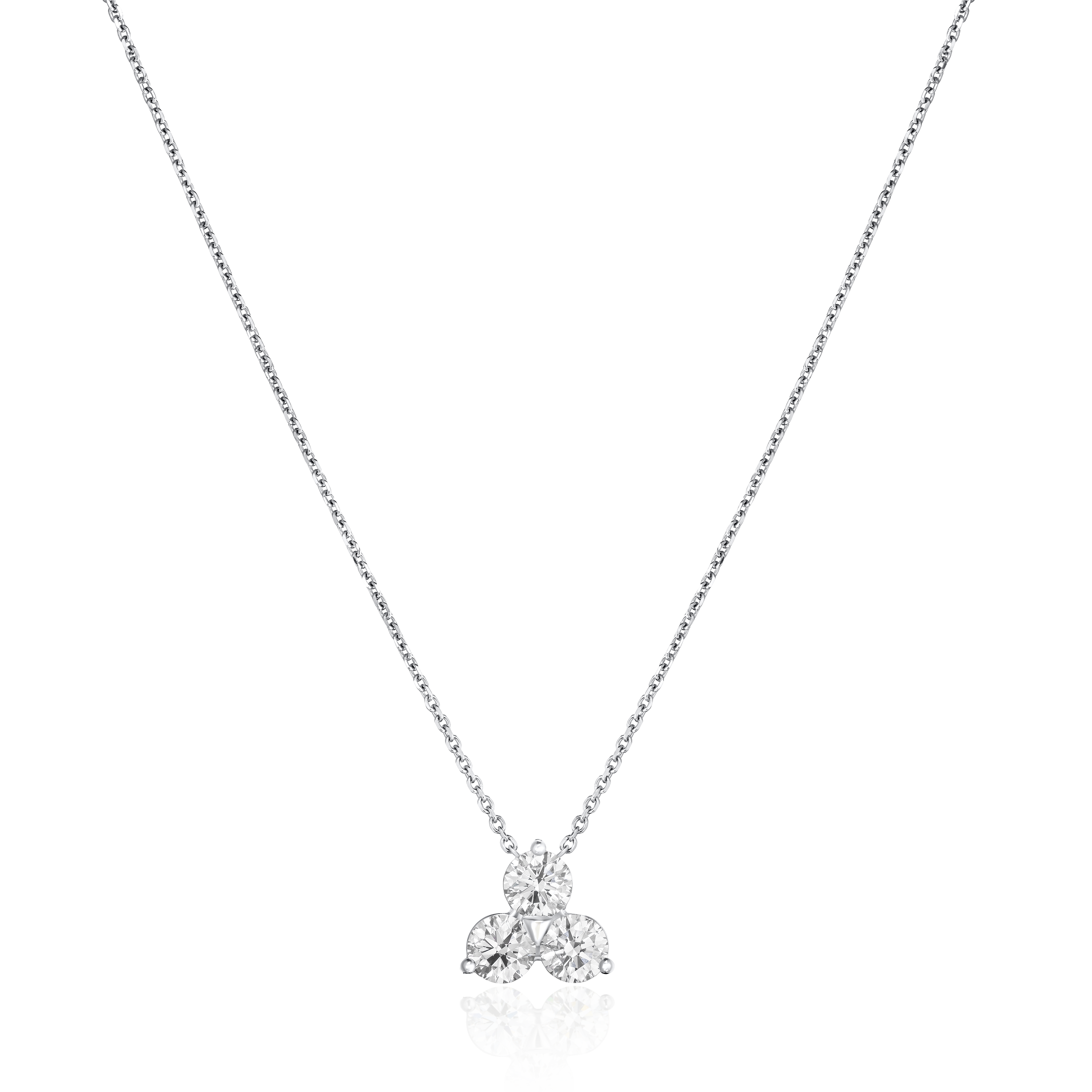 2.25cts Platinum Round Brilliant Cut Diamond Set Trefoil Pendant