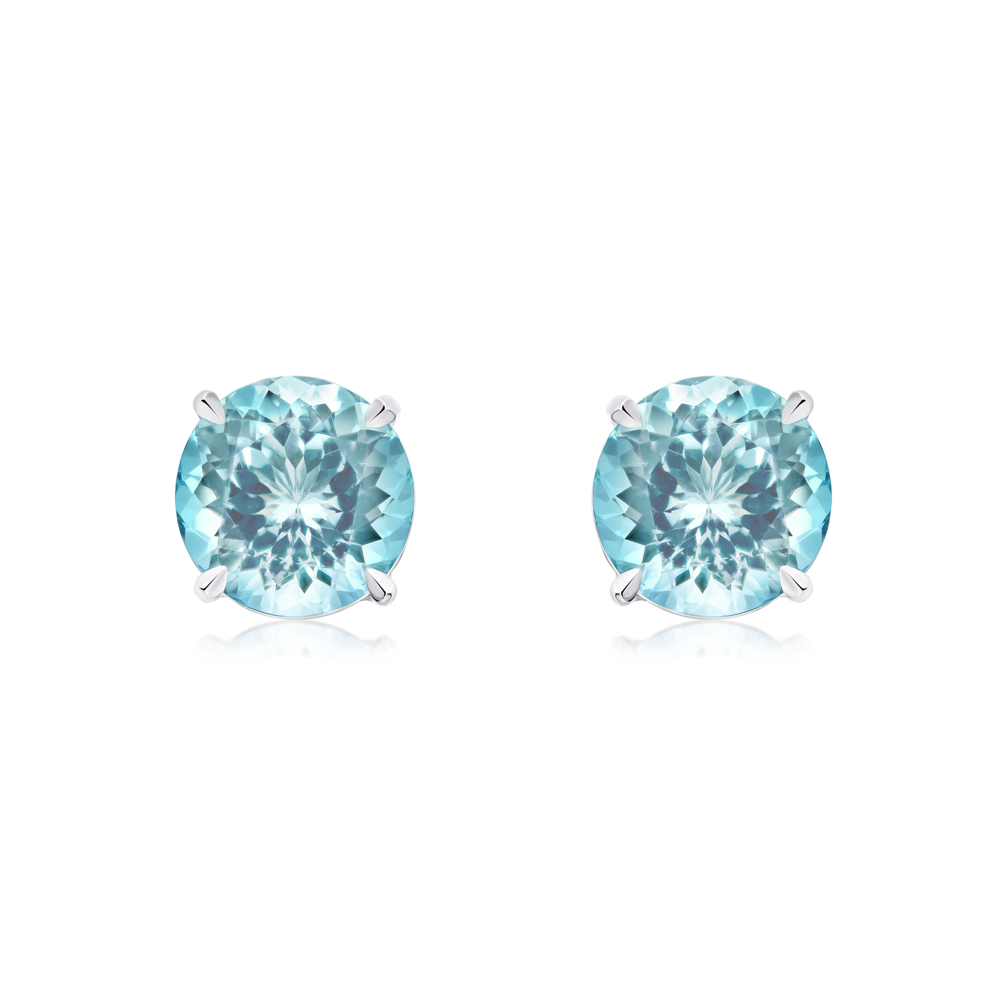 Round Aquamarine Superfine Stud Earrings 2.13cts (total)