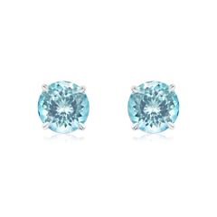 Round Aquamarine Superfine Stud Earrings 2.13cts (total)