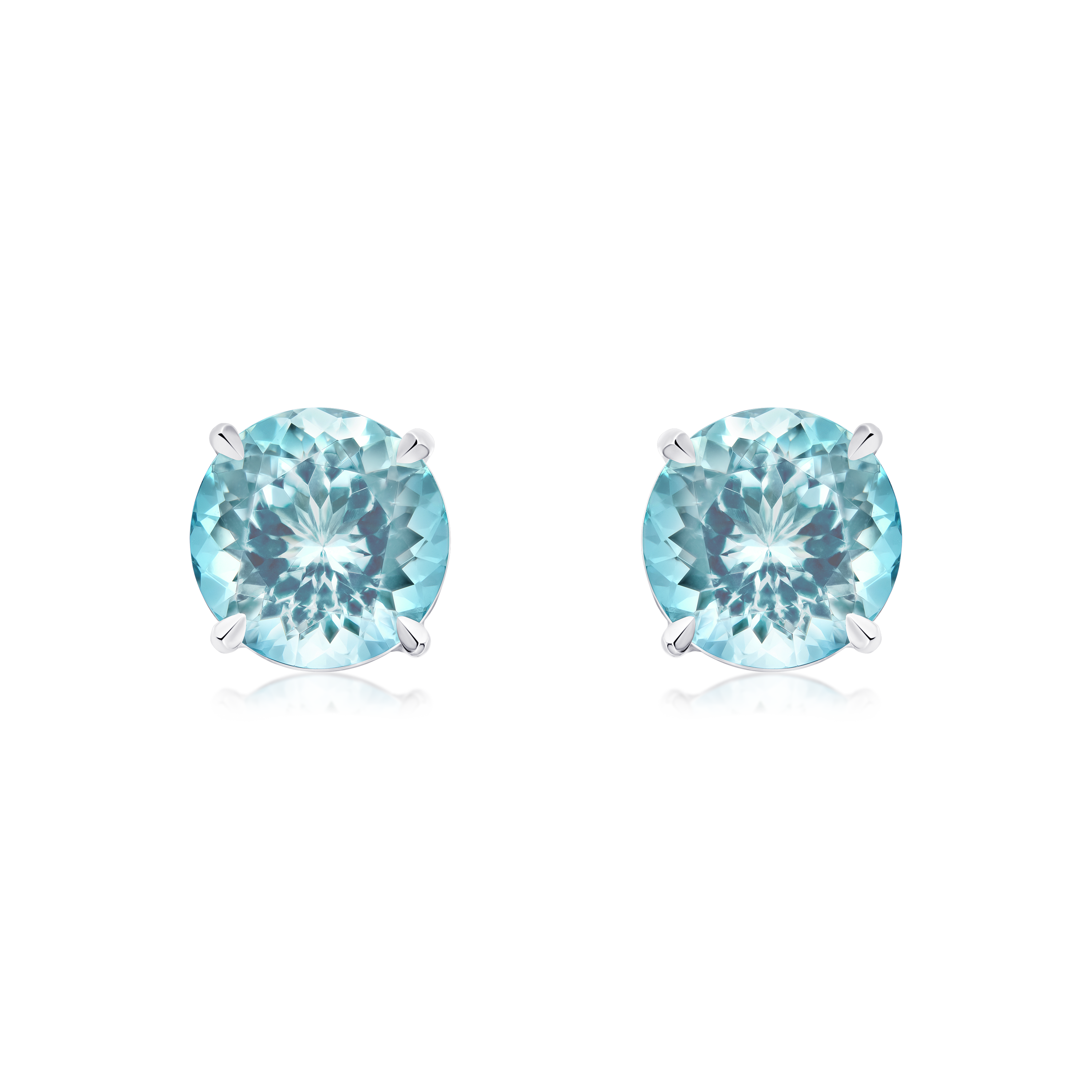 Round Aquamarine Superfine Stud Earrings 2.13cts (total)