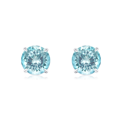 Round Aquamarine Superfine Stud Earrings 2.13cts (total)