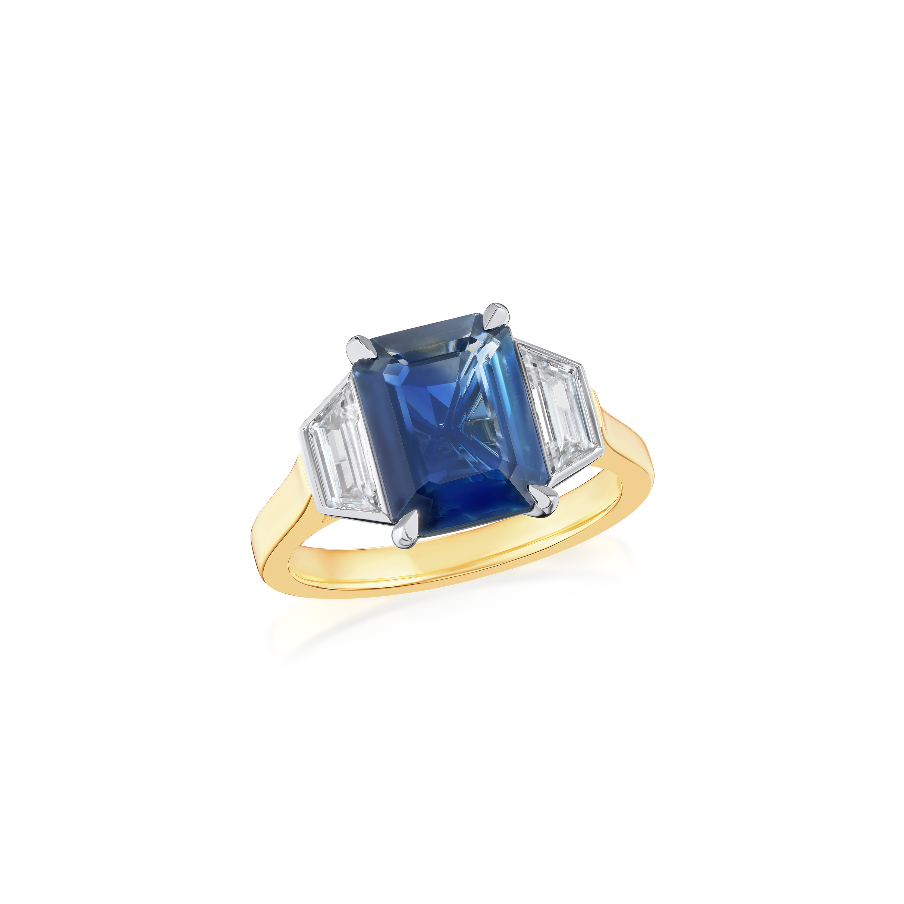 2.77cts Sapphire and Diamond Three Stone Ring