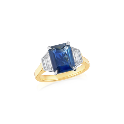 2.77cts Sapphire and Diamond Three Stone Ring