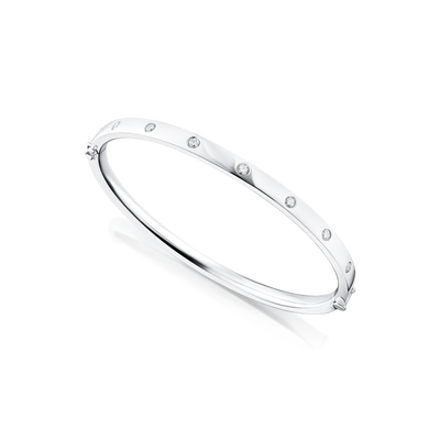 0.54ct Platinum Round Brilliant Cut Diamond Set Bangle