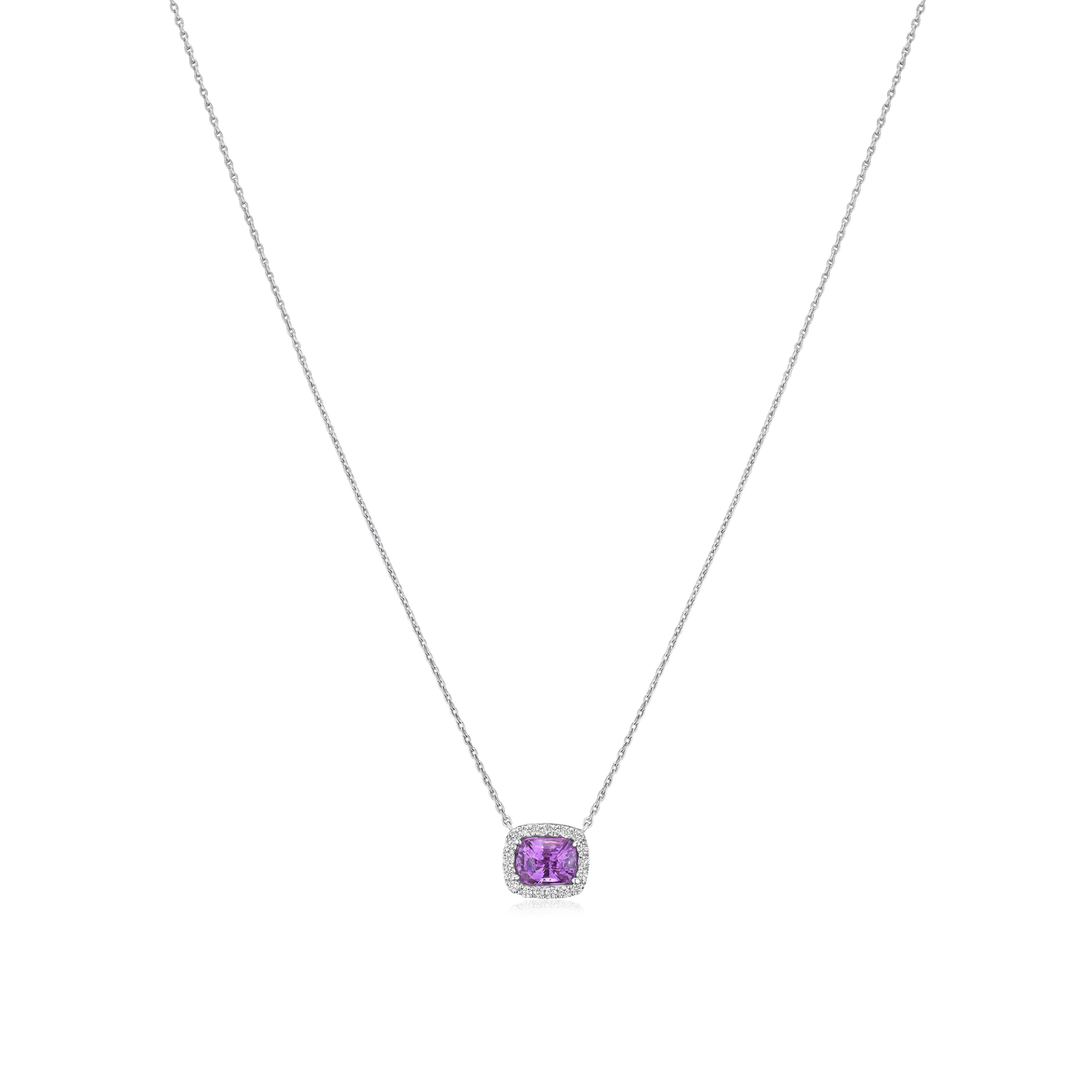 1.05cts Pink Sapphire and Diamond Cluster Pendant