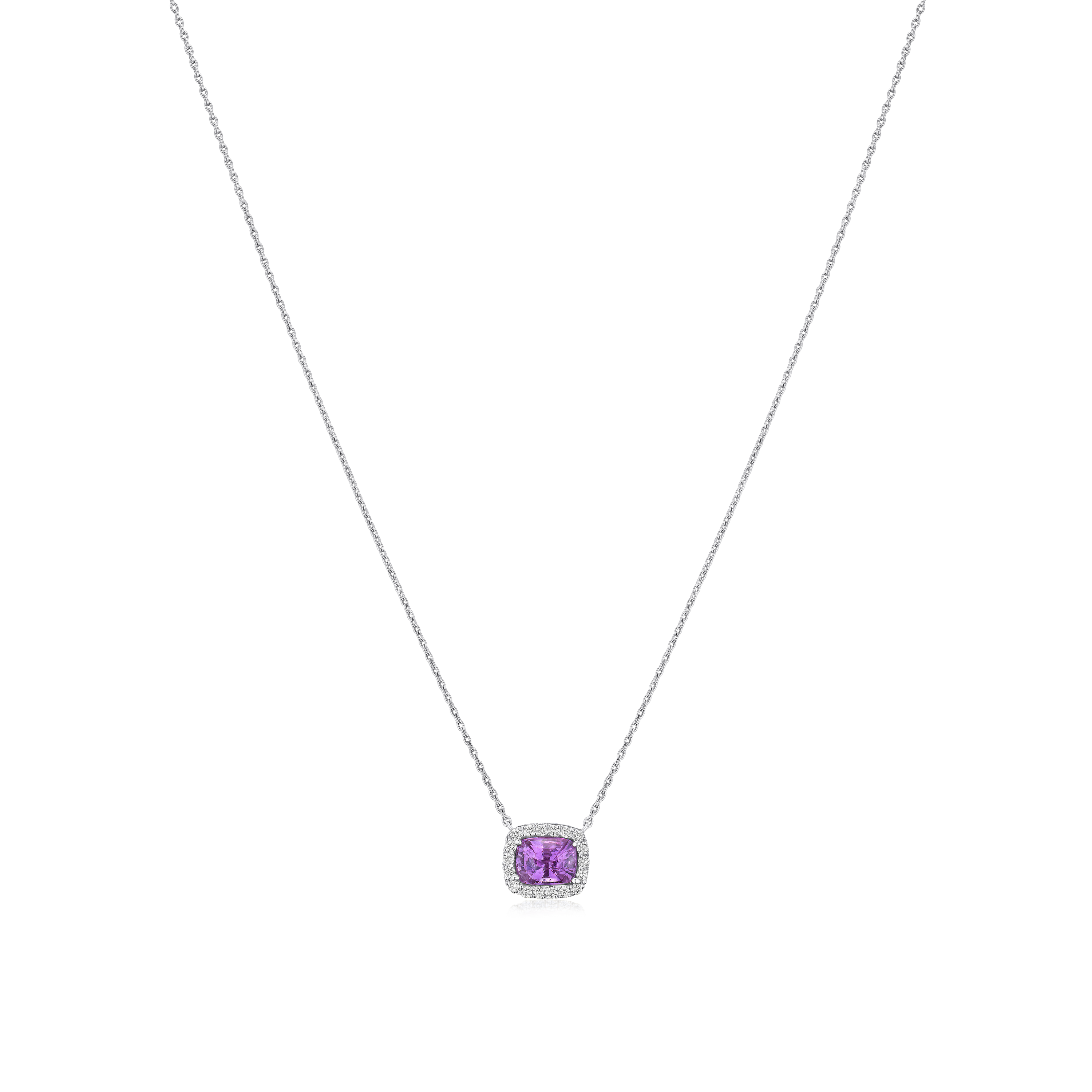 1.05cts Pink Sapphire and Diamond Cluster Pendant