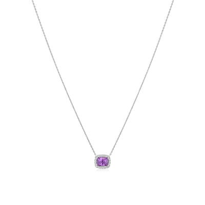 1.05cts Pink Sapphire and Diamond Cluster Pendant