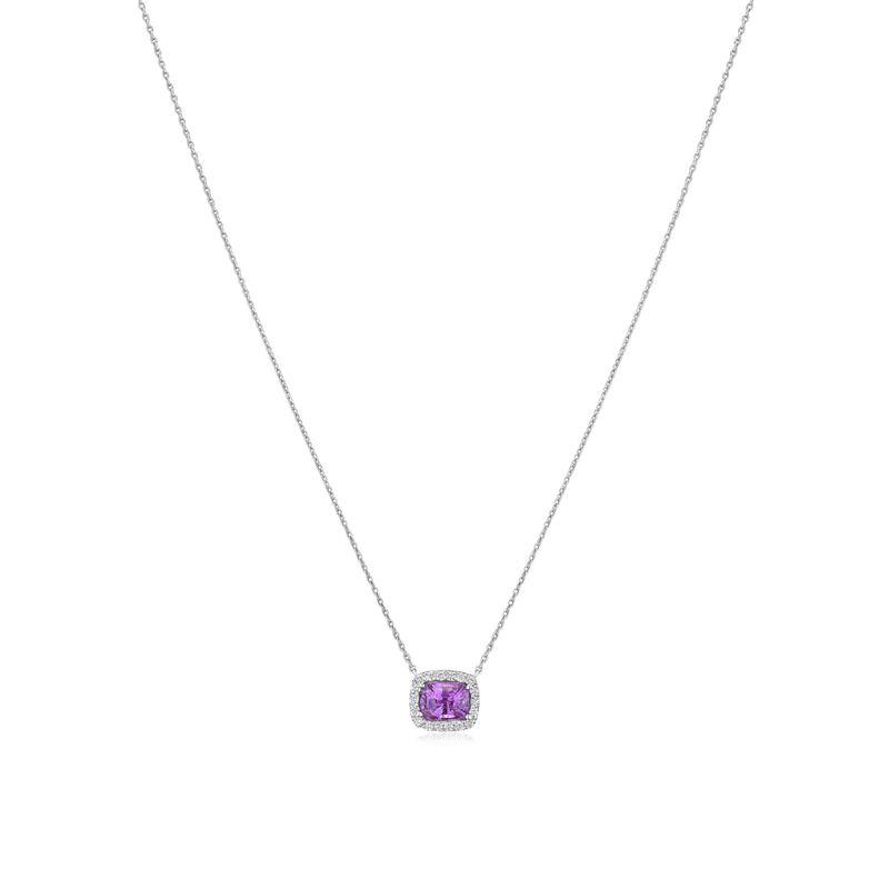 1.05cts Pink Sapphire and Diamond Cluster Pendant