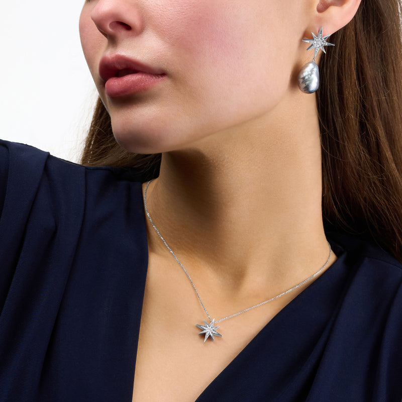 Sienna 18ct White Gold Pearl Drop Diamond Earrings