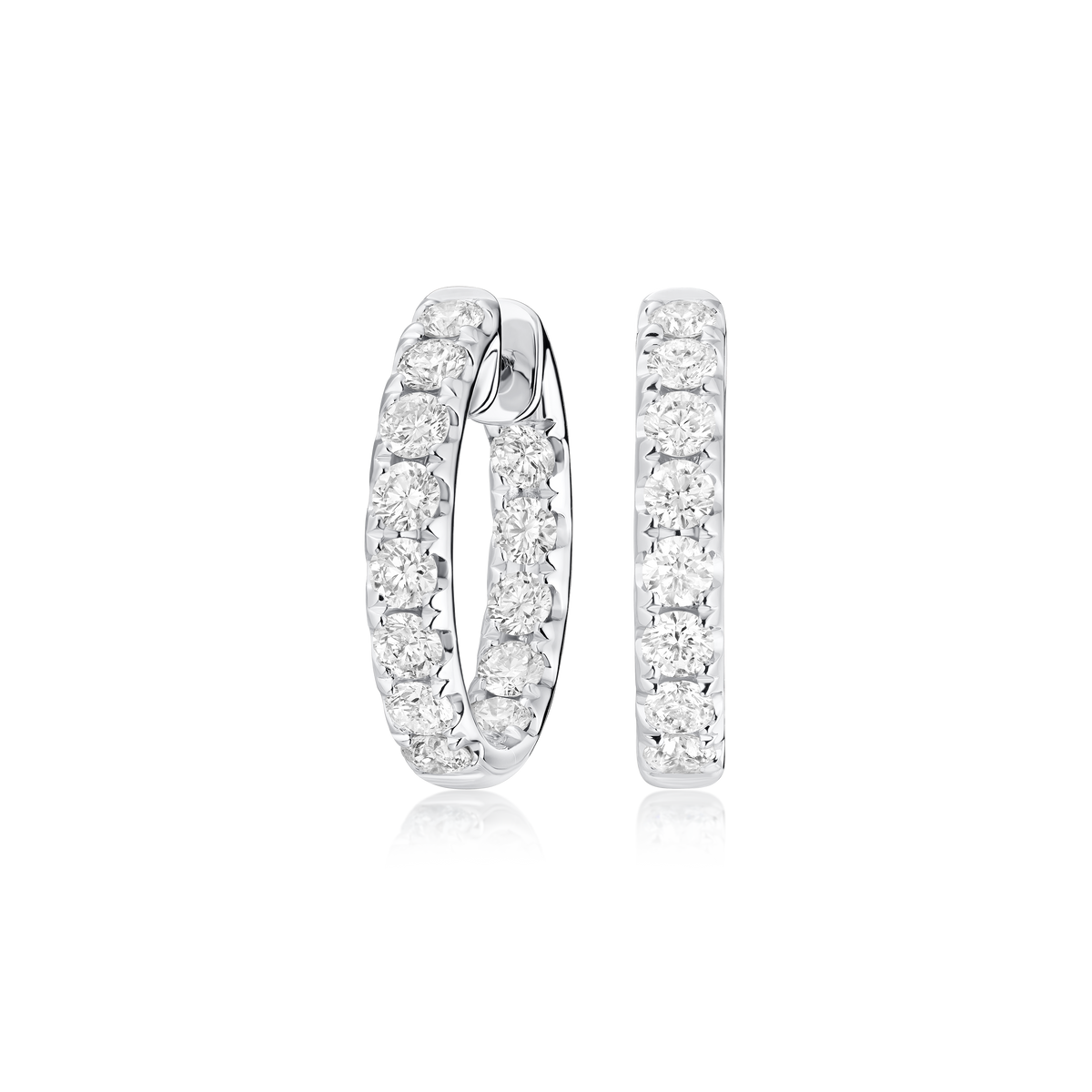 18ct White Gold Diamond Set Hoop Earrings