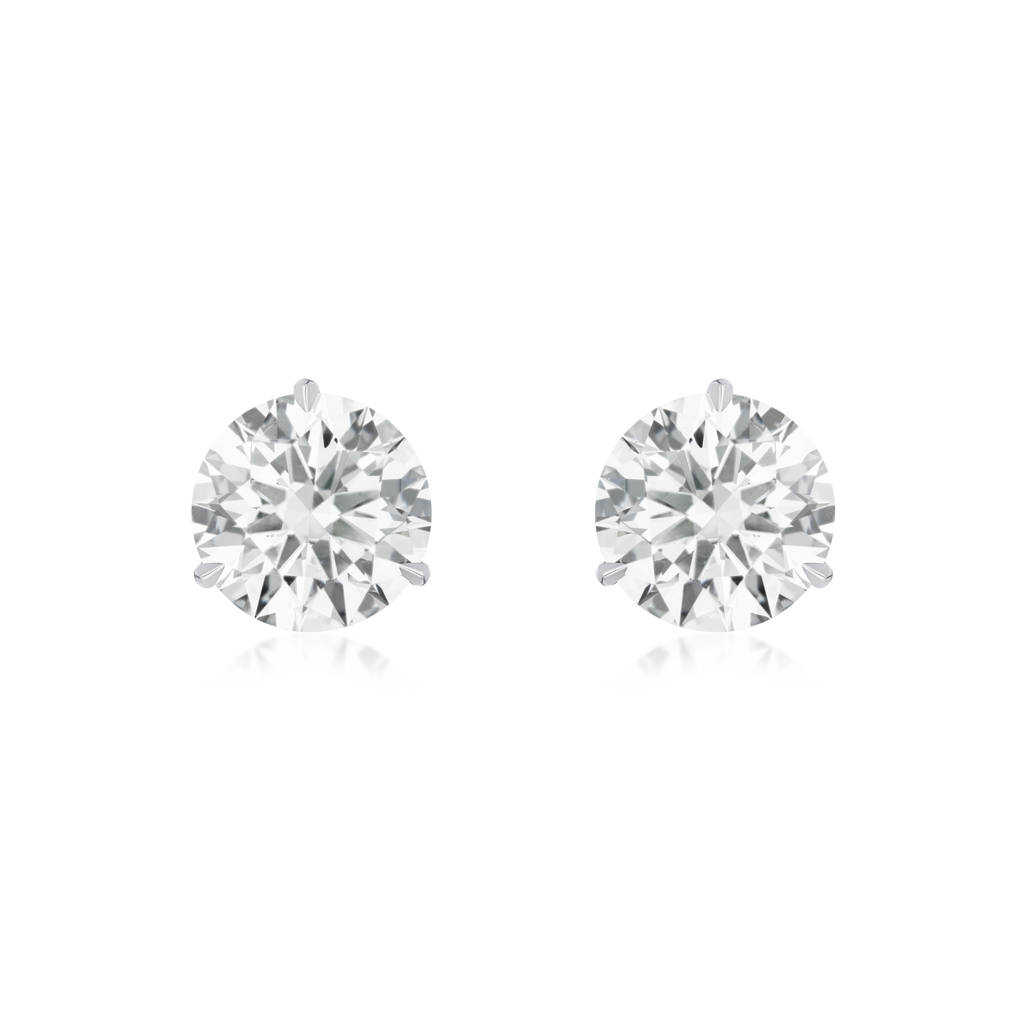 Platinum Martini Set Round Brilliant Cut Diamond Stud Earrings 4.08cts (total)