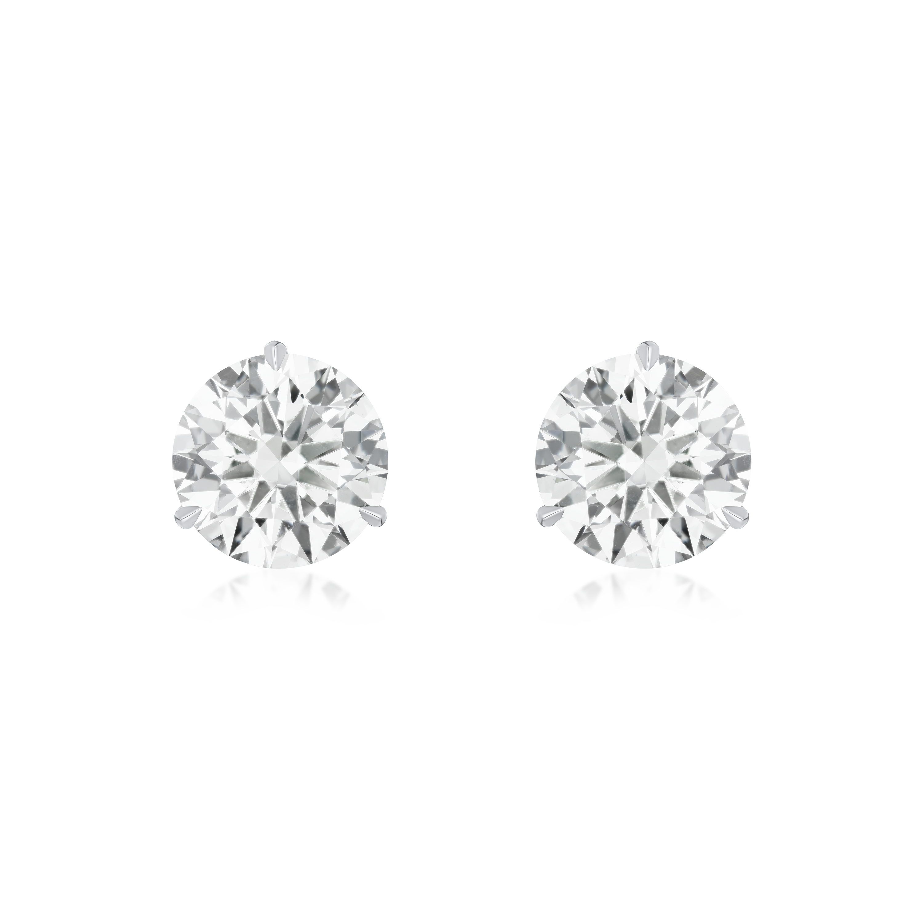 Platinum Martini Set Round Brilliant Cut Diamond Stud Earrings 4.08cts (total)