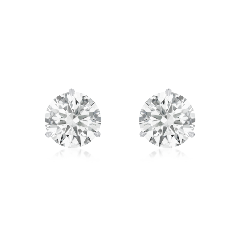 Platinum Martini Set Round Brilliant Cut Diamond Stud Earrings 4.08cts (total)