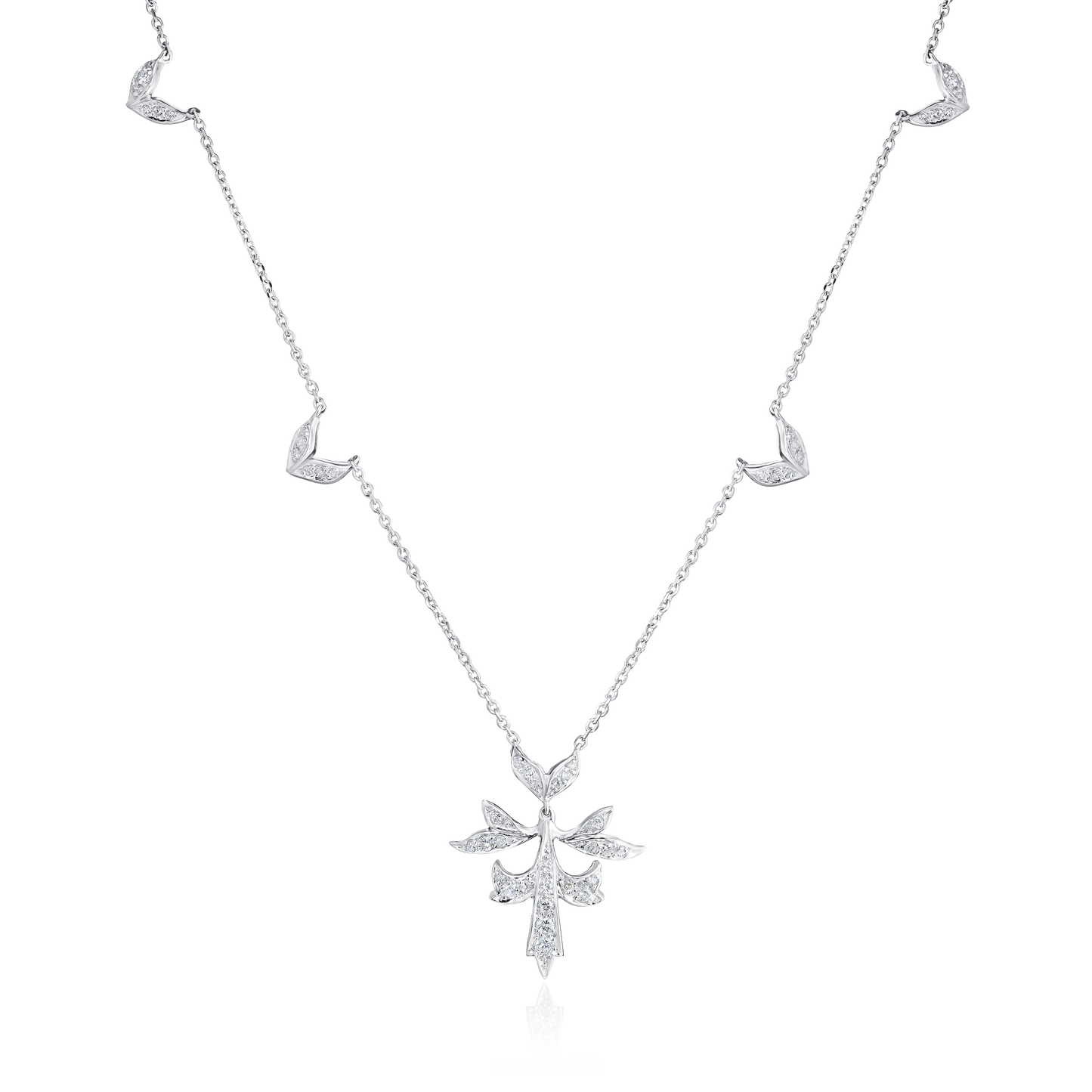 18ct White Gold Fancy Diamond Set Necklet