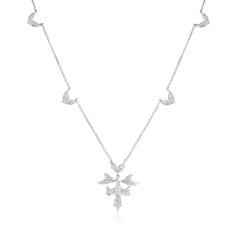 18ct White Gold Fancy Diamond Set Necklet