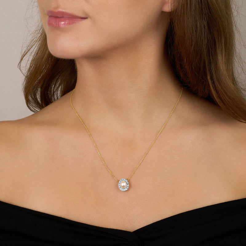 Pearl and Diamond Cluster Pendant