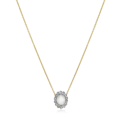 18ct Yellow Gold Pearl and Diamond Cluster Pendant