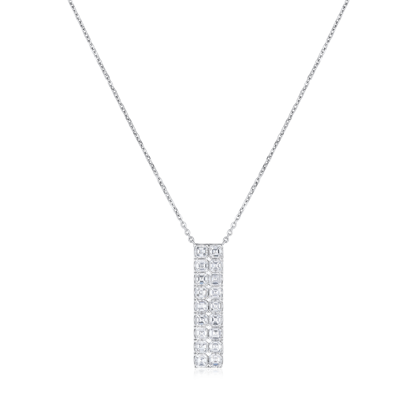 3.24cts Platinum Asscher Cut Diamond Ice Cube Pendant