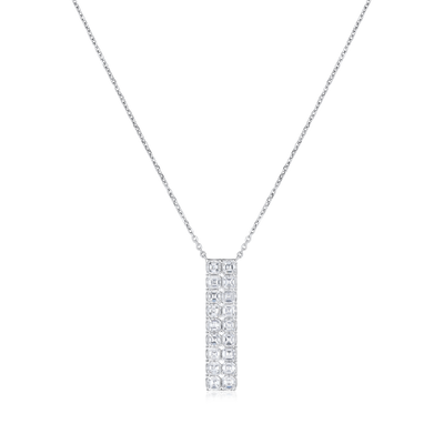 3.24cts Platinum Asscher Cut Diamond Ice Cube Pendant