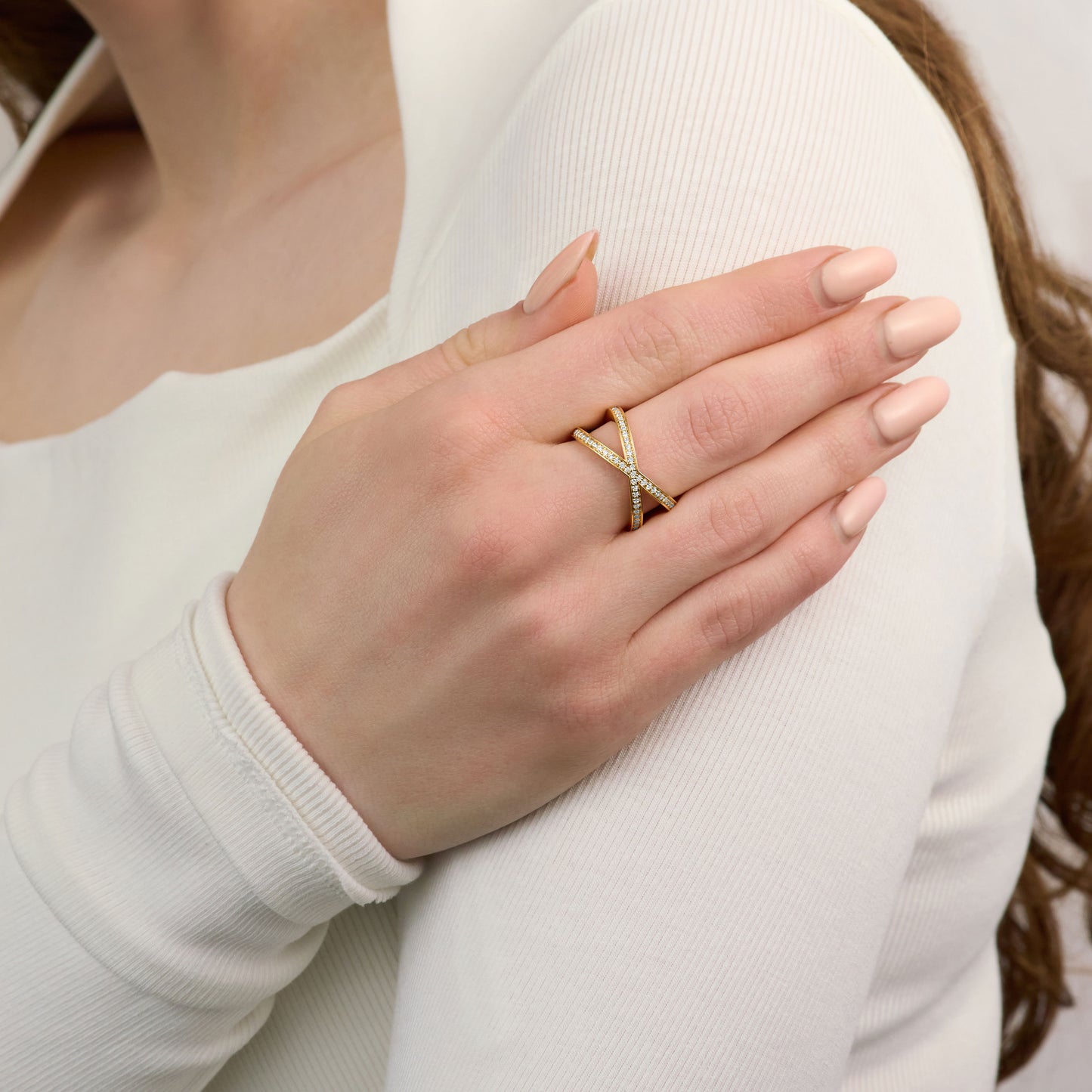 Skyline 18ct Yellow Gold Diamond Crossover Ring