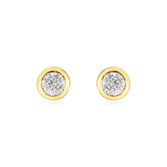 18ct Yellow Gold Rubover Set Round Brilliant Cut Diamond Stud Earrings 0.10ct (total)