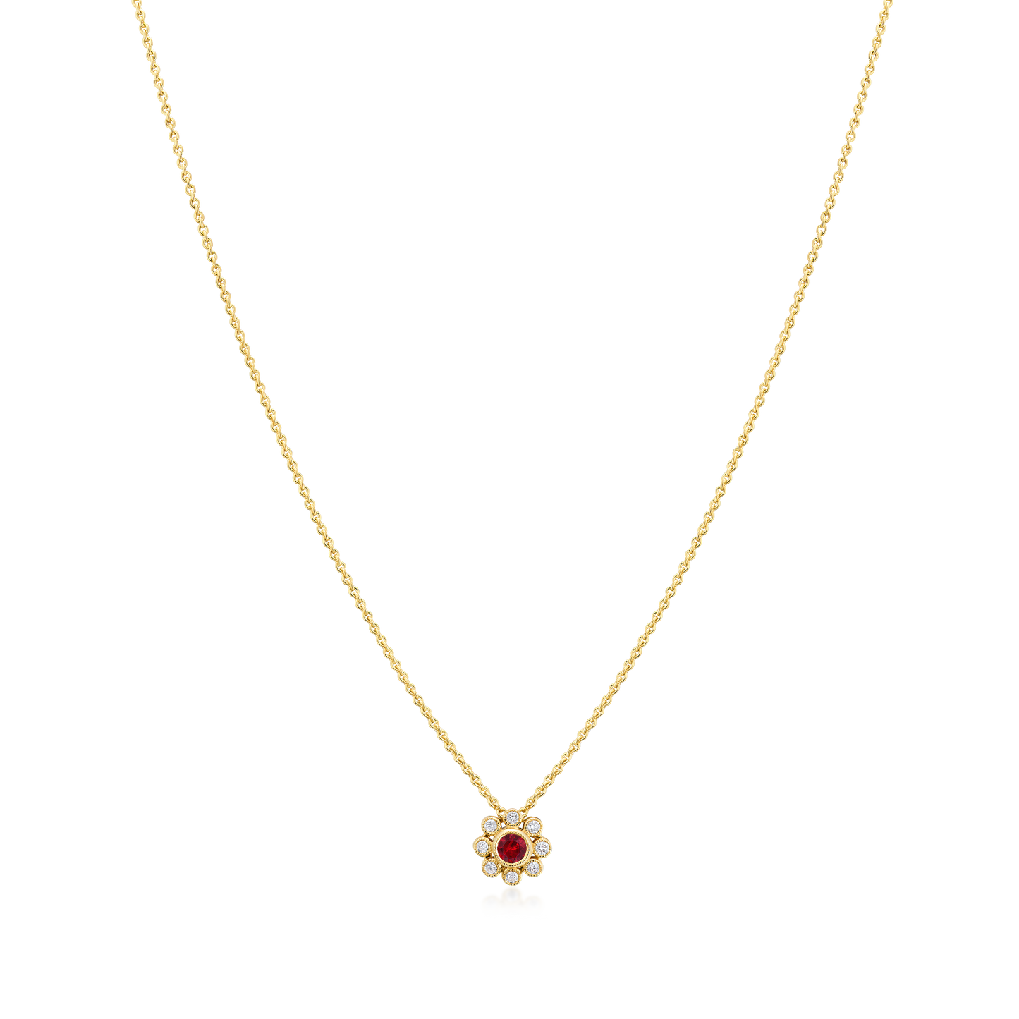 18ct Yellow Gold Ruby and Diamond Pendant