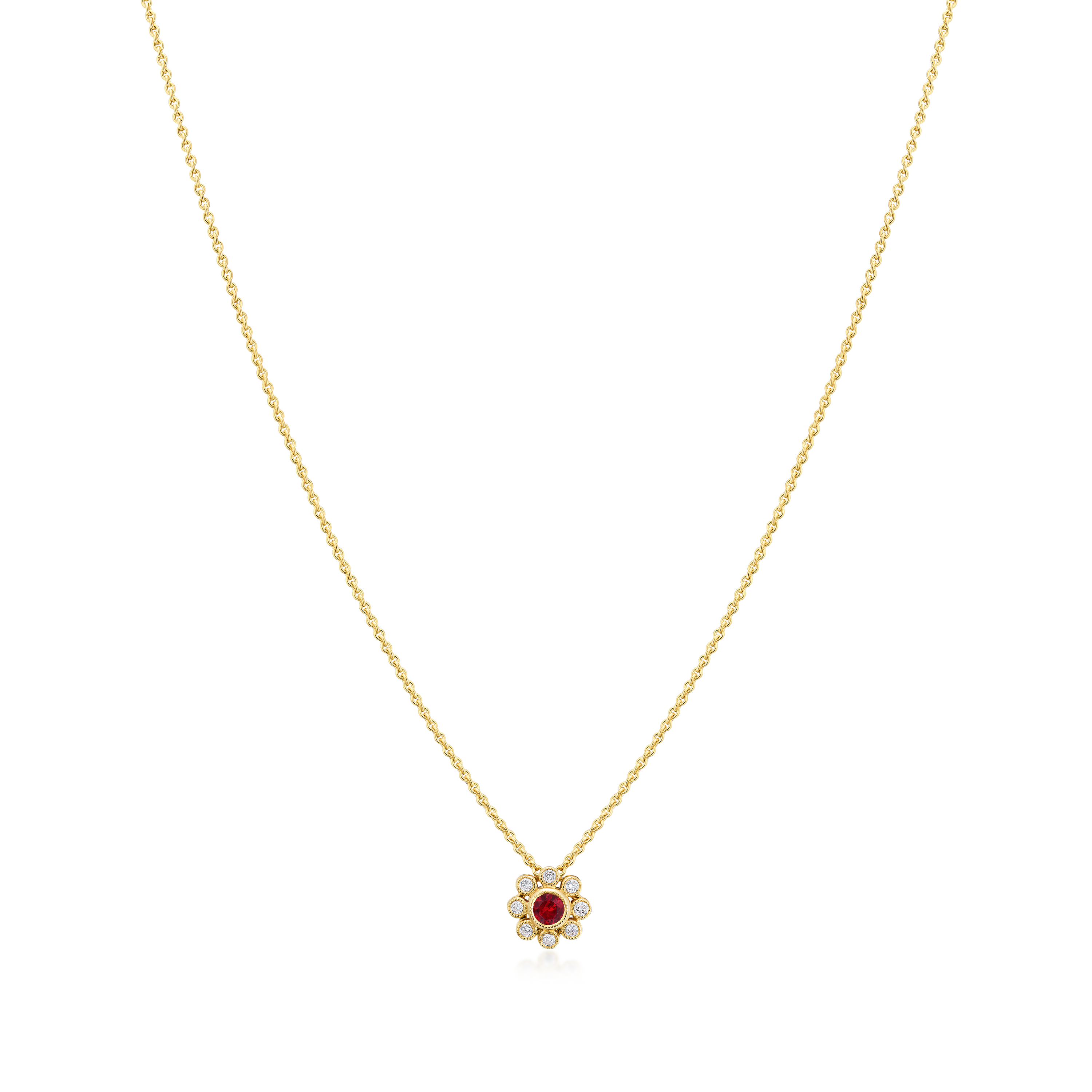 18ct Yellow Gold Ruby and Diamond Pendant