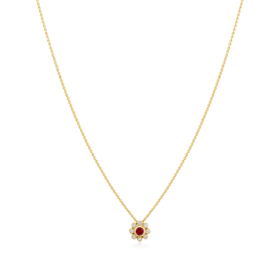 18ct Yellow Gold Ruby and Diamond Pendant