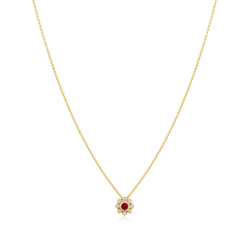 18ct Yellow Gold Ruby and Diamond Pendant