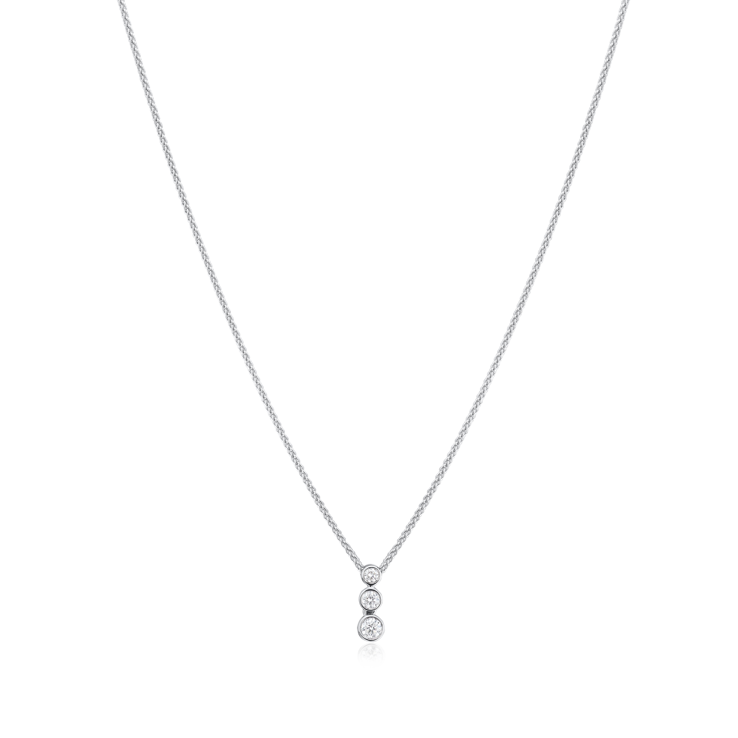 18ct White Gold Three Stone Diamond Pendant 0.21ct