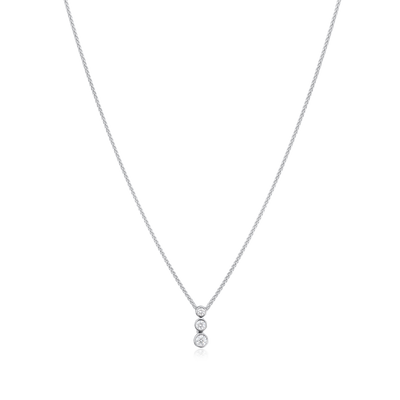 18ct White Gold Three Stone Diamond Pendant 0.21ct