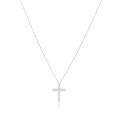 18ct White Gold Diamond Set Cross Pendant 0.50ct