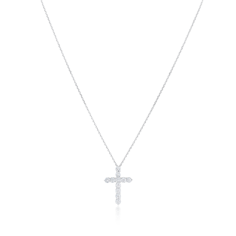 18ct White Gold Diamond Set Cross Pendant 0.50ct